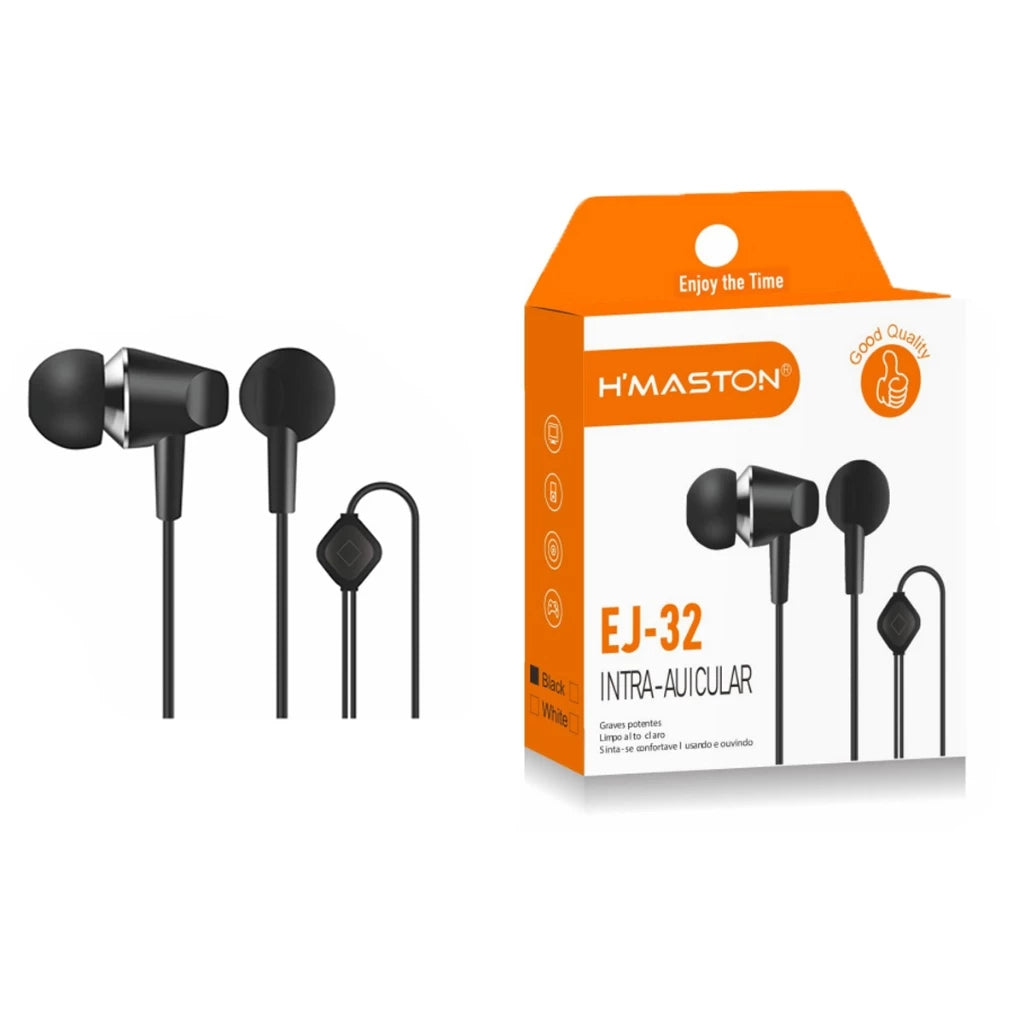 H'maston EJ32: Fone Intra-auricular com Mic - Eleadermall