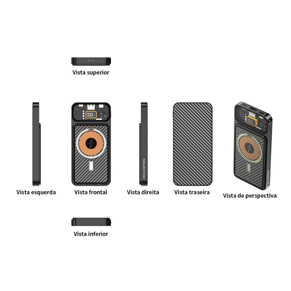 H'Maston YD33 Power Bank Magnético 10000mAh Carregador Rápido