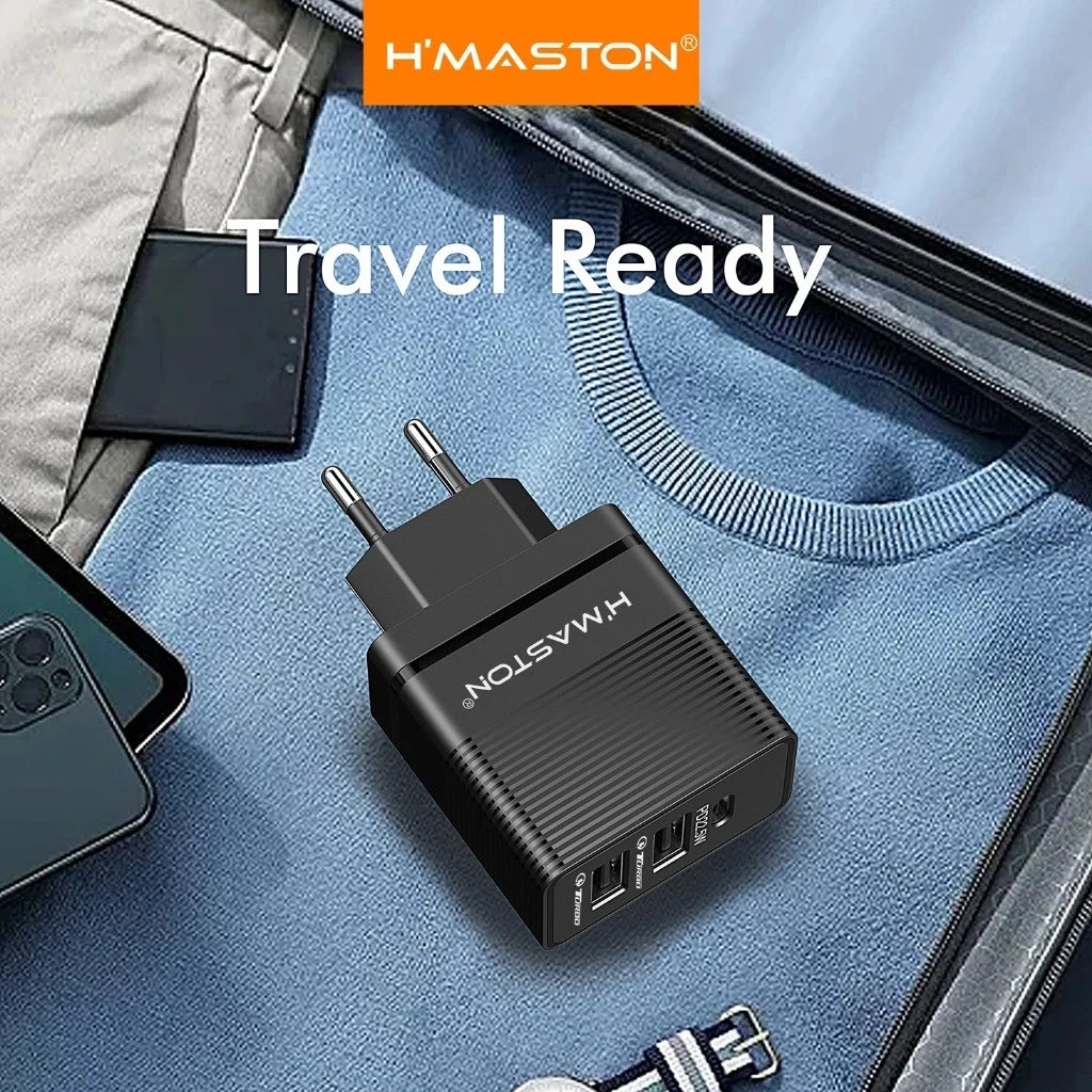 H'Maston L13-4 Carregador Turbo 67.5W Universal com 2 USB e Tipo C