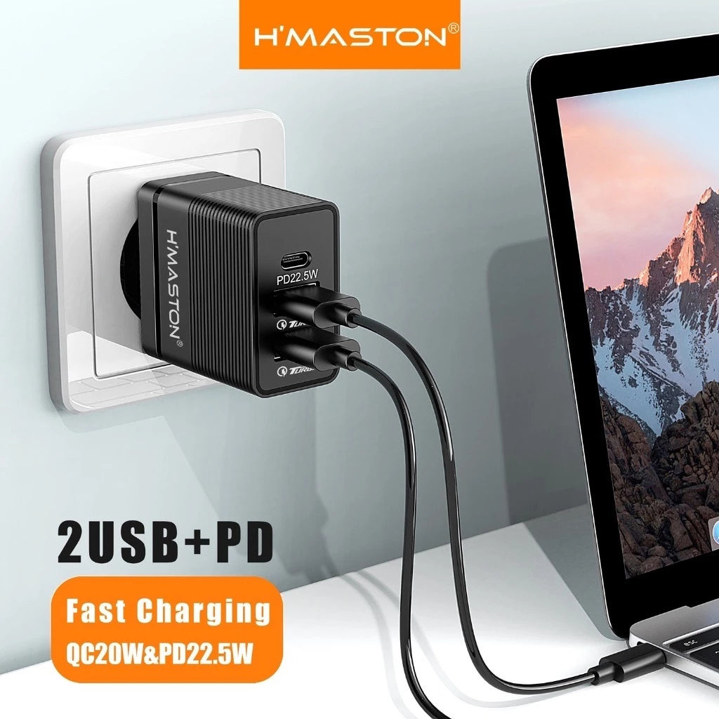 H'Maston L13-4 Carregador Turbo 67.5W Universal com 2 USB e Tipo C