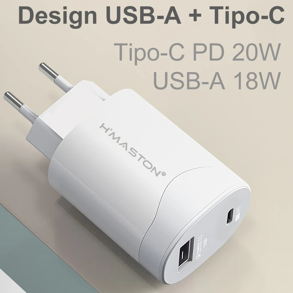 H'Maston LR11 Carregador 38W PD20W QC3.0 Rápido Portátil