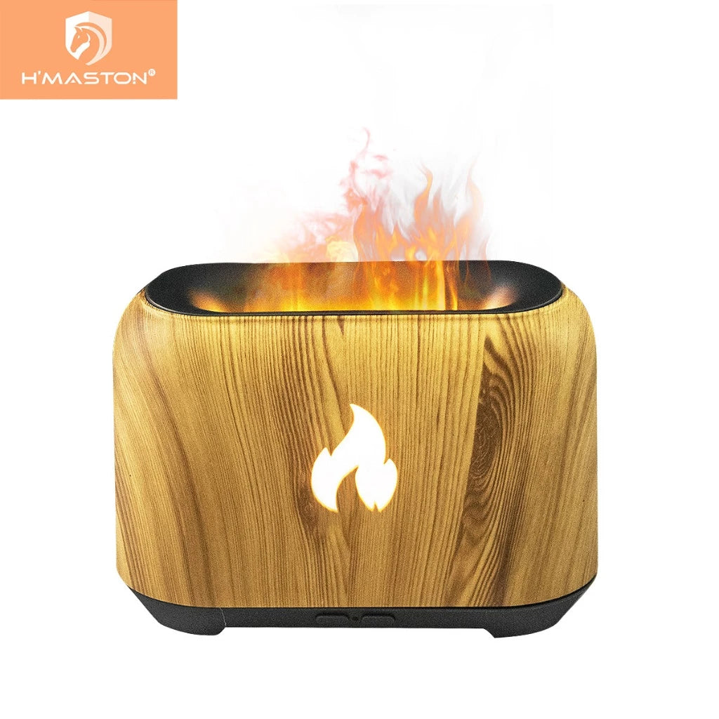 H'Maston JSQ13 Difusor Aromatizador Ultrassônico LED Efeito Chamas