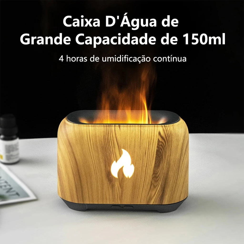 H'Maston JSQ13 Difusor Aromatizador Ultrassônico LED Efeito Chamas
