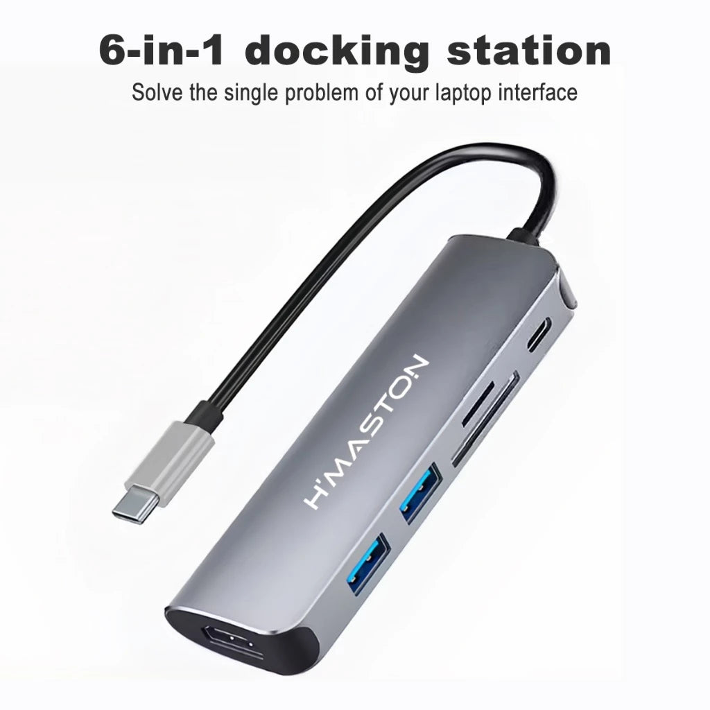 H'Maston ZHQ01 Hub USB-C 6 em 1: Conectividade e Praticidade