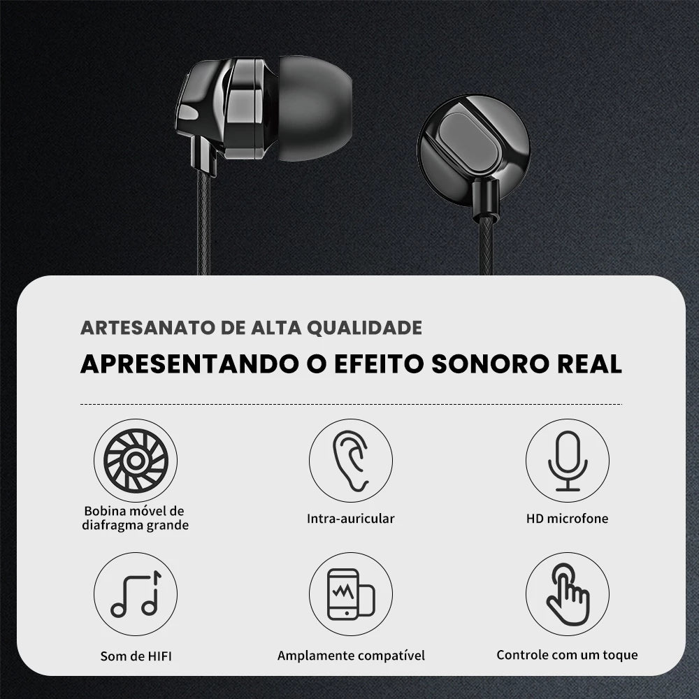 H'Maston EJ40 Fone de Ouvido Estéreo Intra-auricular com Fio