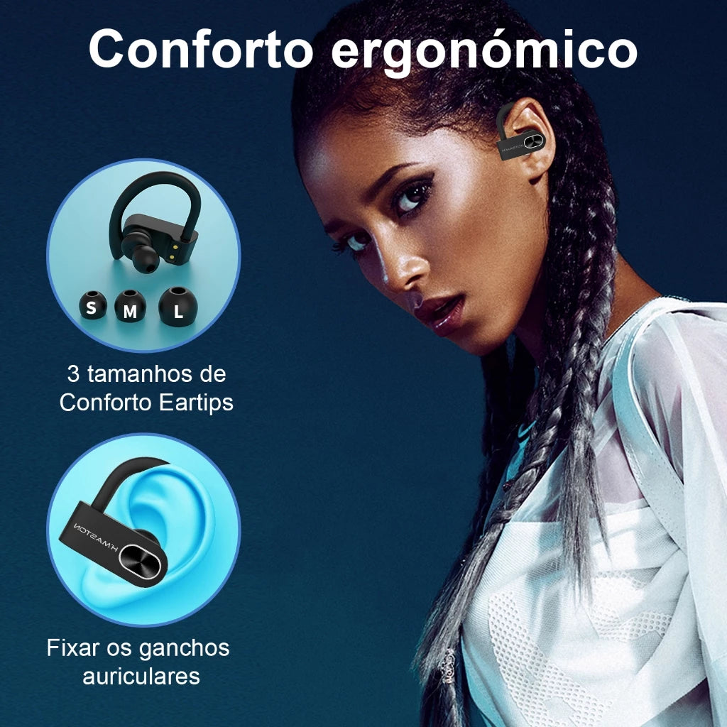 H'Maston RS52 Fone de Ouvido Bluetooth 5.3 Esportivo IPX5