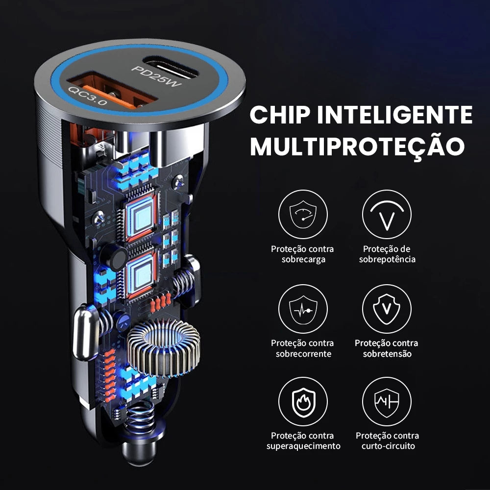 H'Maston L07 Carregador Veicular TIPO-C + USB Turbo 45W