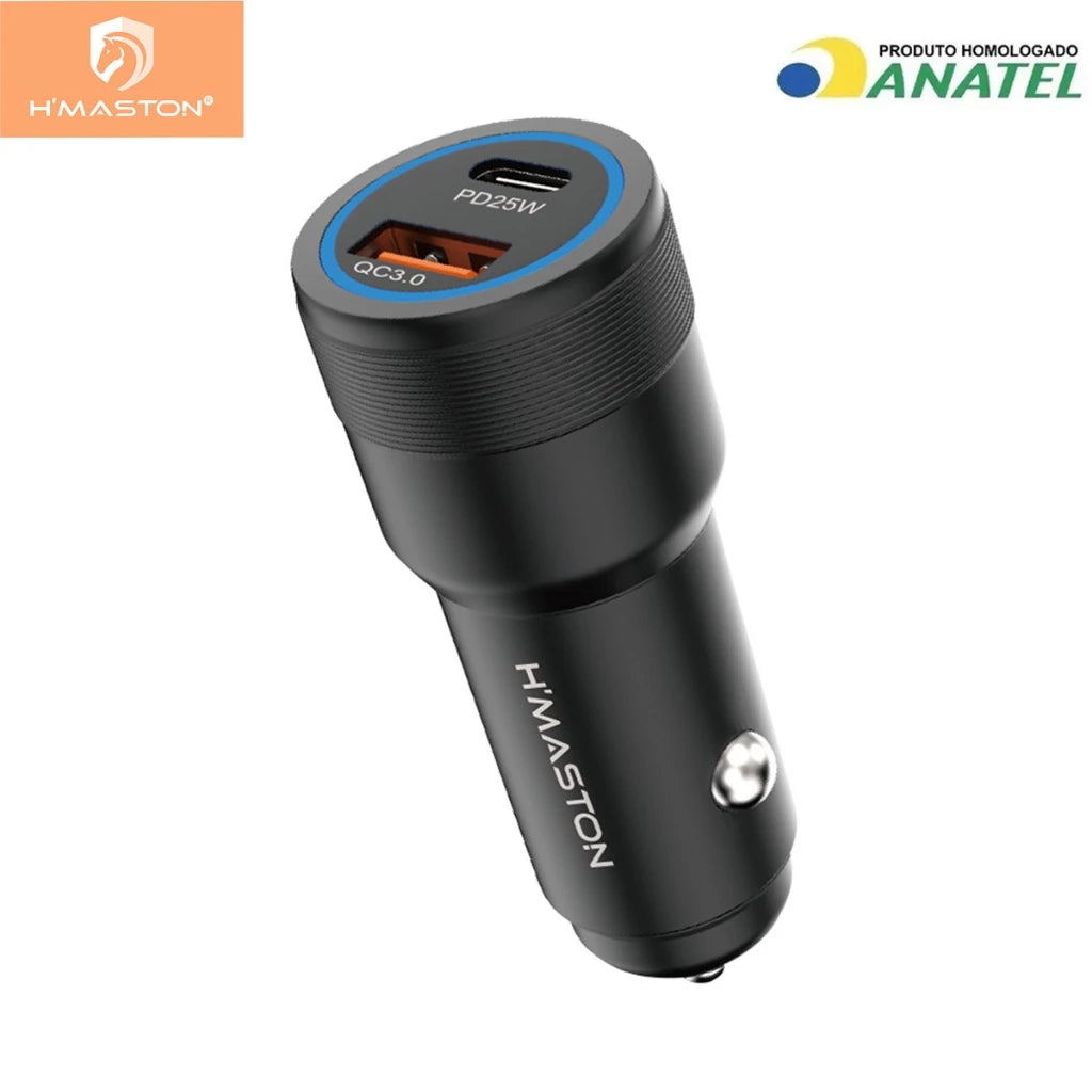 H'Maston L07 Carregador Veicular TIPO-C + USB Turbo 45W