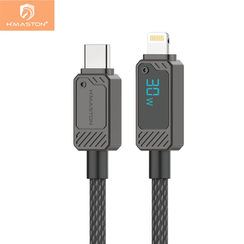 H'Maston SJX34 Cabo de Carga PD 30W com Visor LED - Rápido e Durável