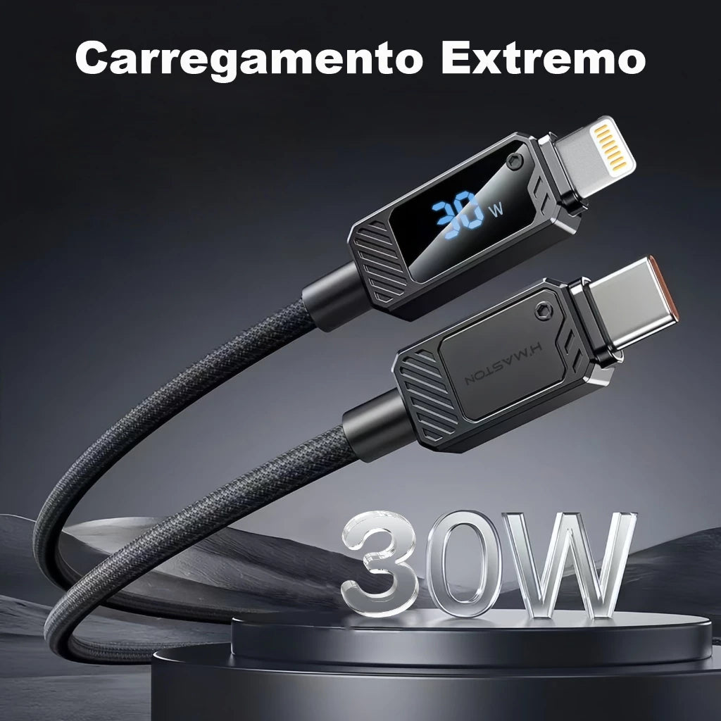 H'Maston SJX33 Cabo de Carga PD 30W com Visor LED - Rápido e Durável