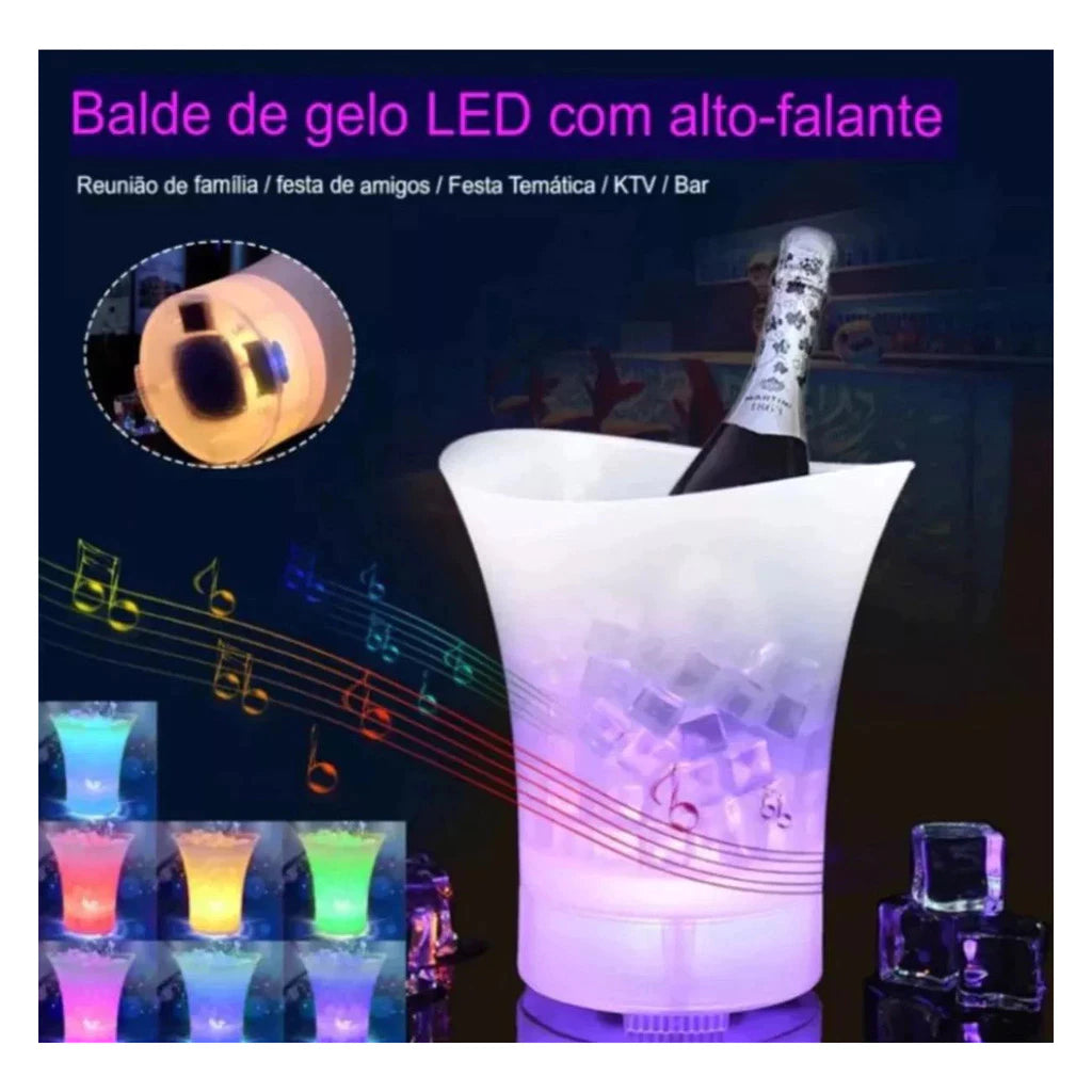 H'Maston AM45 Balde de Gelo Musical com Bluetooth e LED