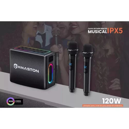 H'maston RN03 Caixa de Som 120W Bluetooth com Microfones