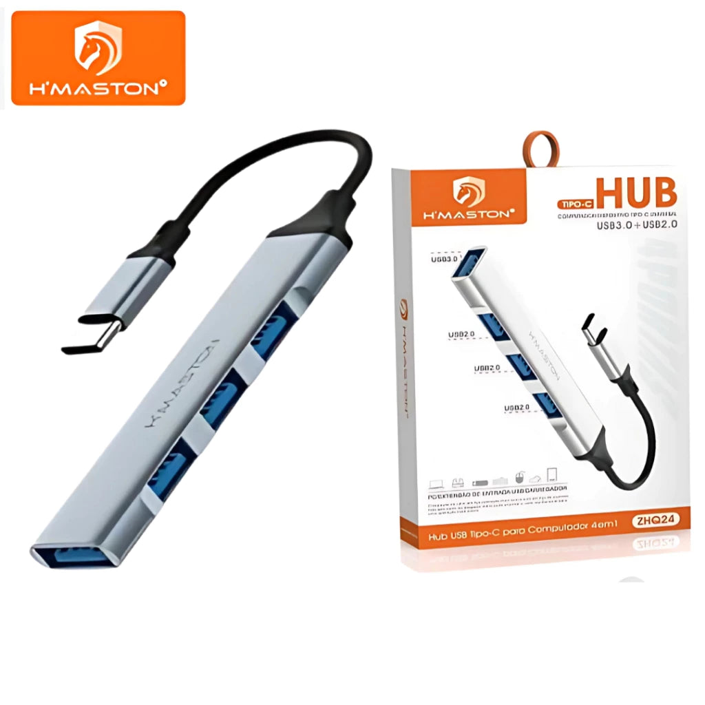 H'maston ZHQ24 Hub USB 3.0 4 Portas Compacto e Rápido
