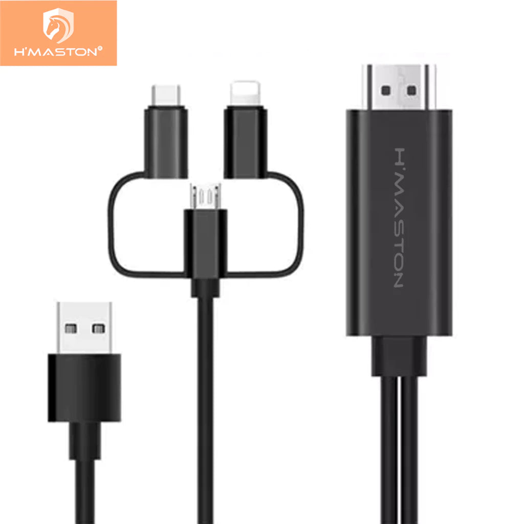 H'maston ZHQ06 Cabo Adaptador 3 Em 1 Tipo C Para Projetor Usb Tipo C Lightning v8