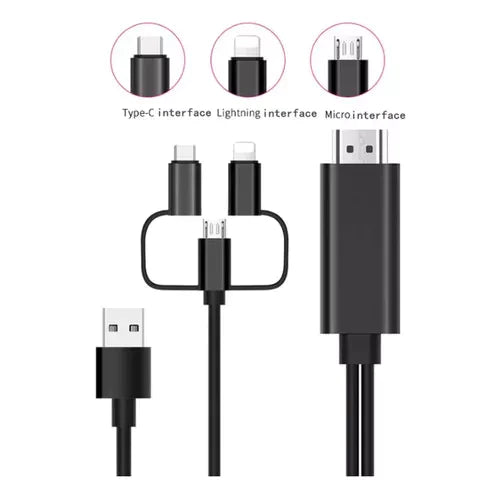 H'maston ZHQ06 Cabo Adaptador 3 Em 1 Tipo C Para Projetor Usb Tipo C Lightning v8