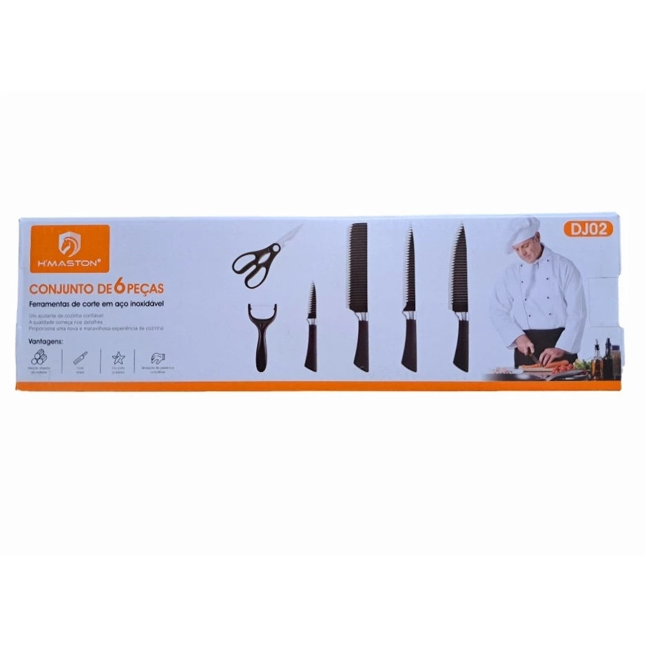 H'Maston DJ02 Conjunto de Facas - 6 Peças Inox Antiaderente