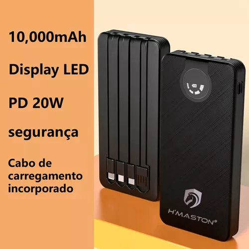 H'Maston YD22 Power Bank 10000mAh 4 em 1 com Display LED