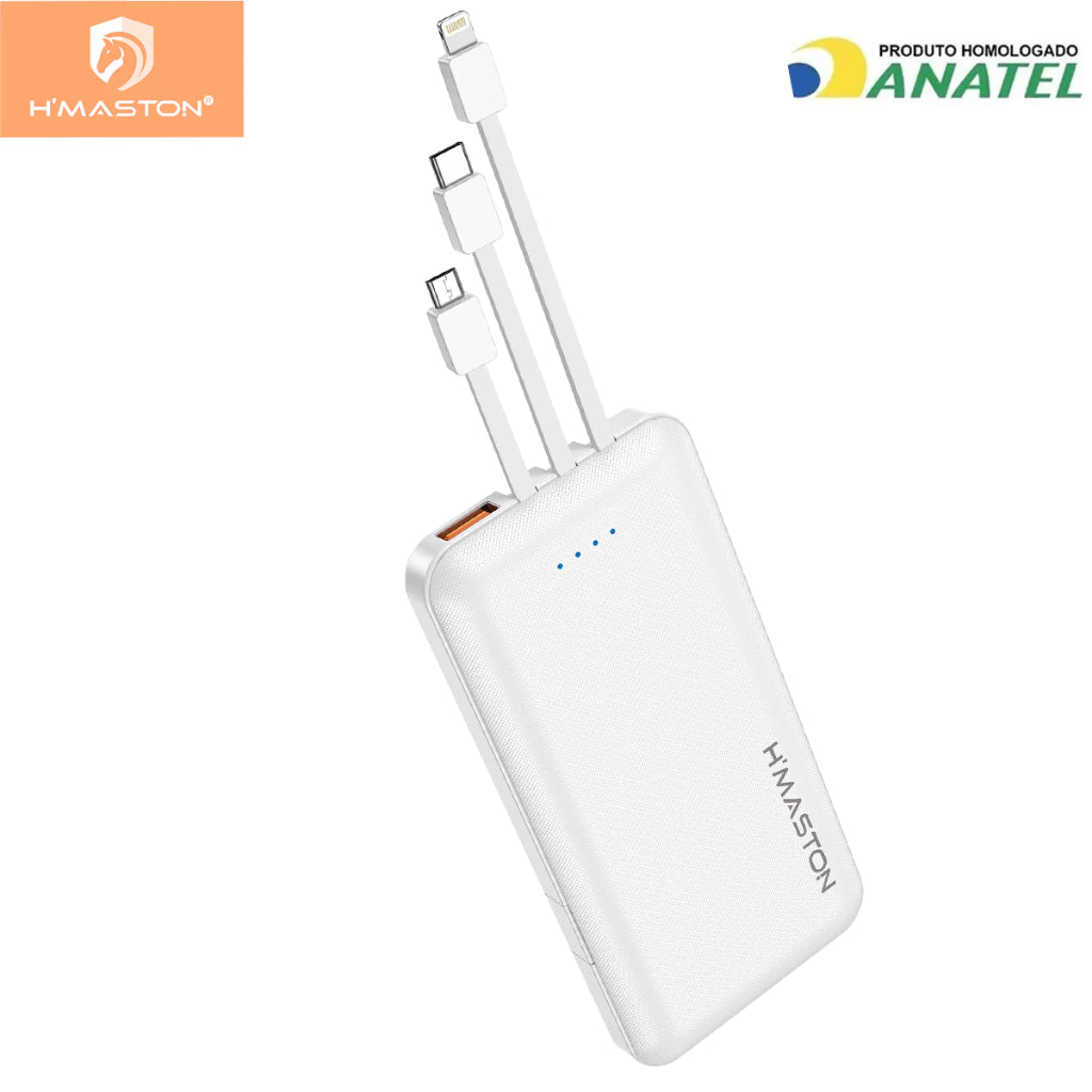 H'Maston H966 Power Bank 10.000mAh com 3 Cabos USB
