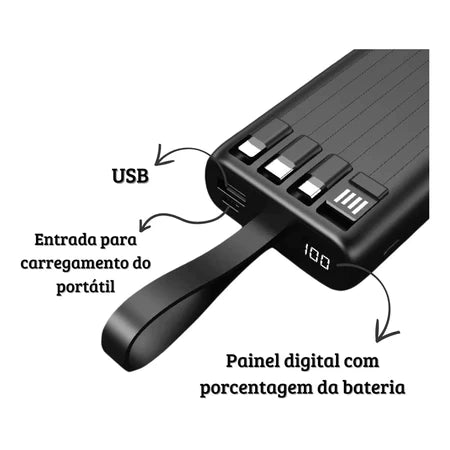 H'Maston YD06 Power Bank 20000mAh com Luz LED e Cabos Inclusos