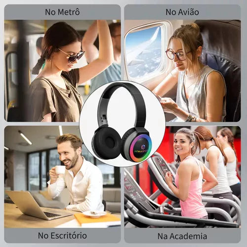 H'Maston SN35 Headset Gamer Bluetooth Sem Fio com Luz LED