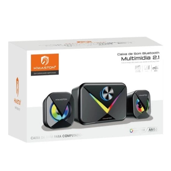 H'Maston AM53 Caixa de Som Bluetooth Gamer com RGB para PC