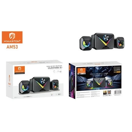 H'Maston AM53 Caixa de Som Bluetooth Gamer com RGB para PC