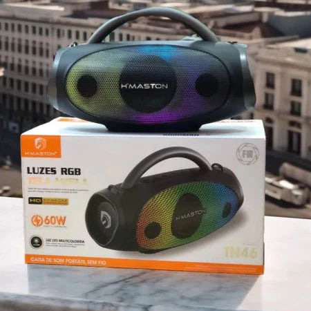 H'Maston TN46 Caixa de Som Boombox Potência 60W e Luzes LED RGB