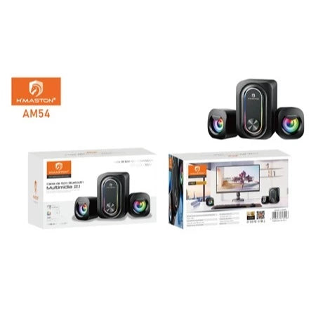 H'Maston AM54 Caixa de Som Bluetooth Portátil com LED RGB para PC