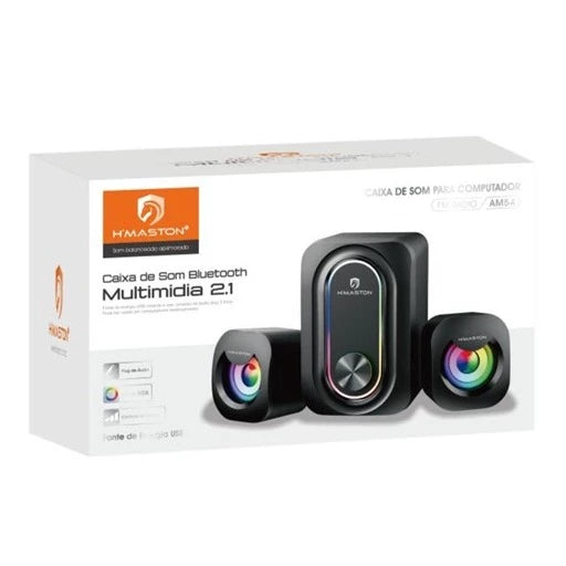 H'Maston AM54 Caixa de Som Bluetooth Portátil com LED RGB para PC