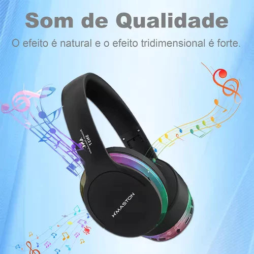 H'maston SN37 Fone Sem Fio Bluetooth Gamer com Luz LED