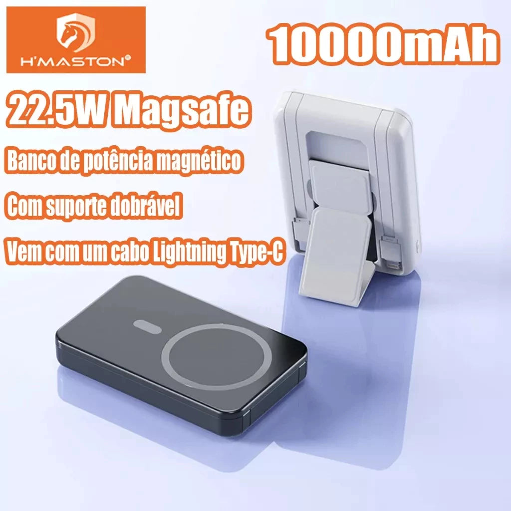 H'Maston YD58 Power Bank 10000mAh c/ Indução e Suporte 22.5W