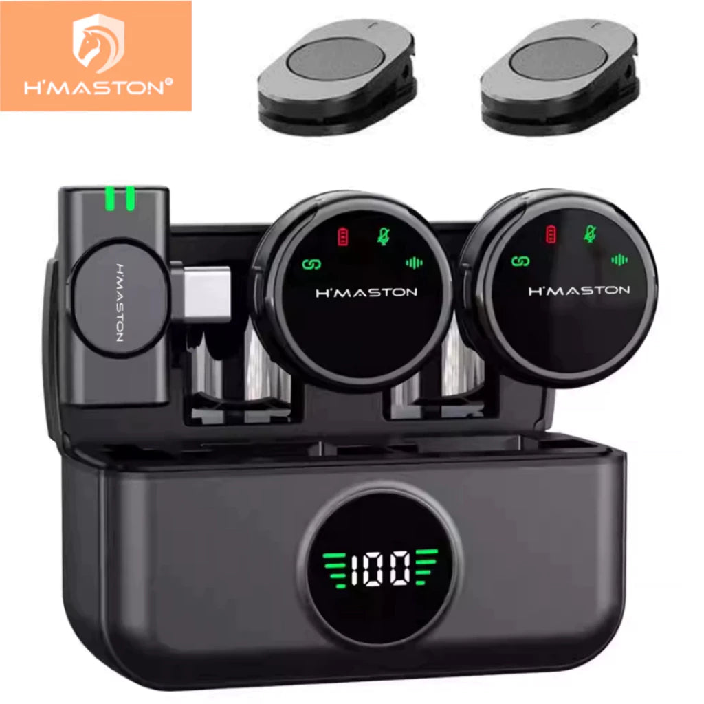 H'Maston MK18 / MK19 Microfone Lapela Sem Fio Anti Ruído Tipo-C