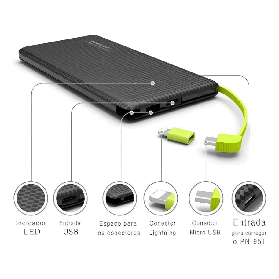 H'maston PN-951H Power Bank 10000mAh com LED Indicador