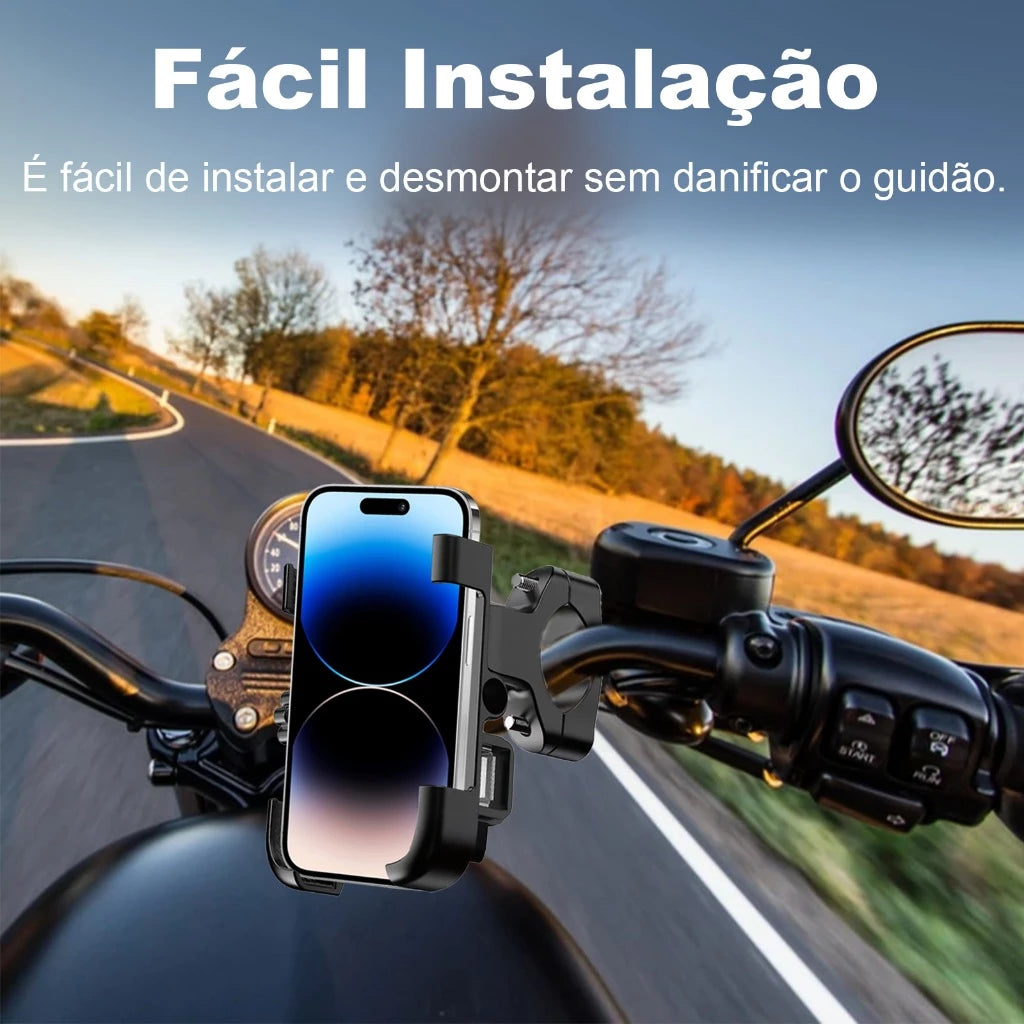 H'Maston CJ108 Suporte Celular de Alumínio com Carregador USB