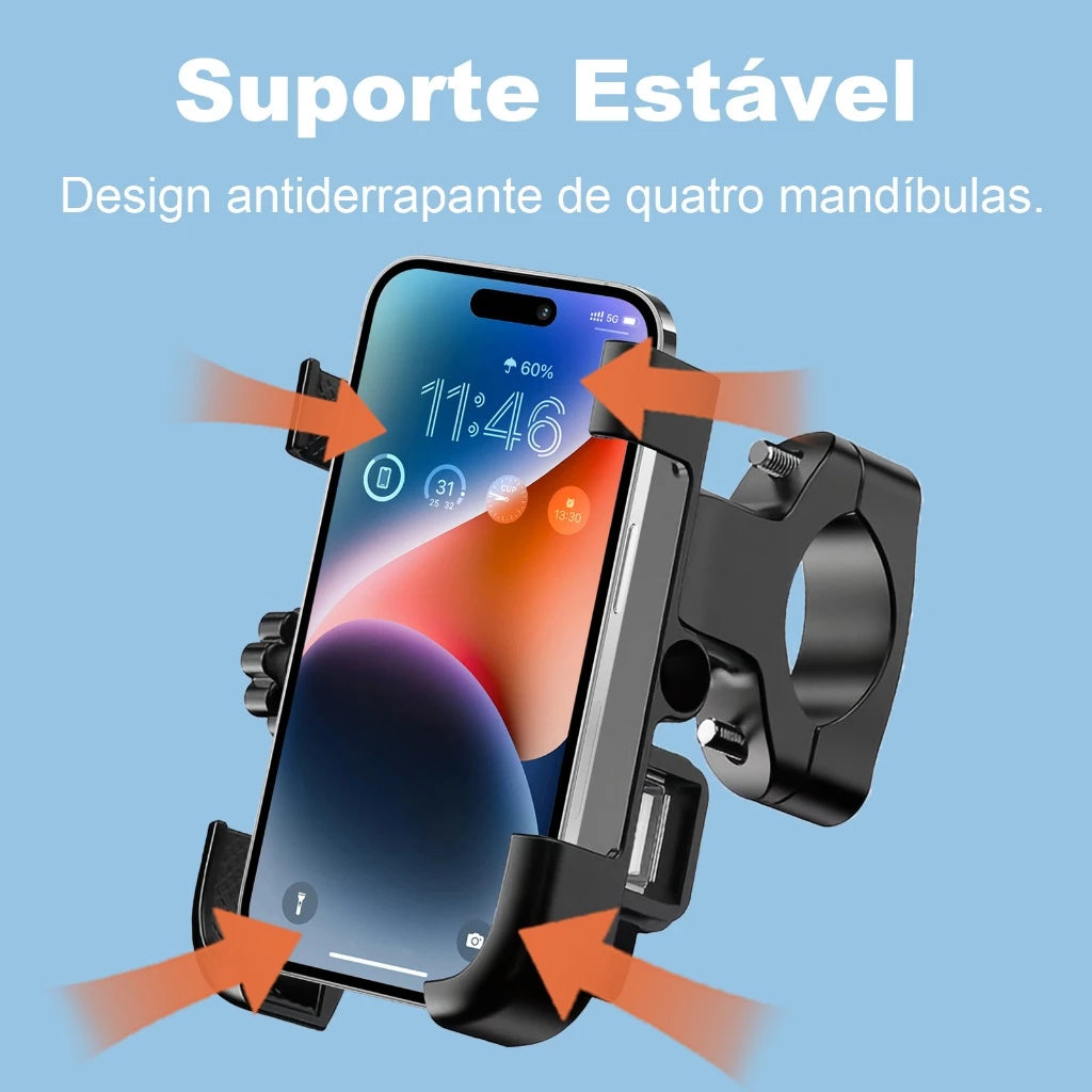 H'Maston CJ108 Suporte Celular de Alumínio com Carregador USB