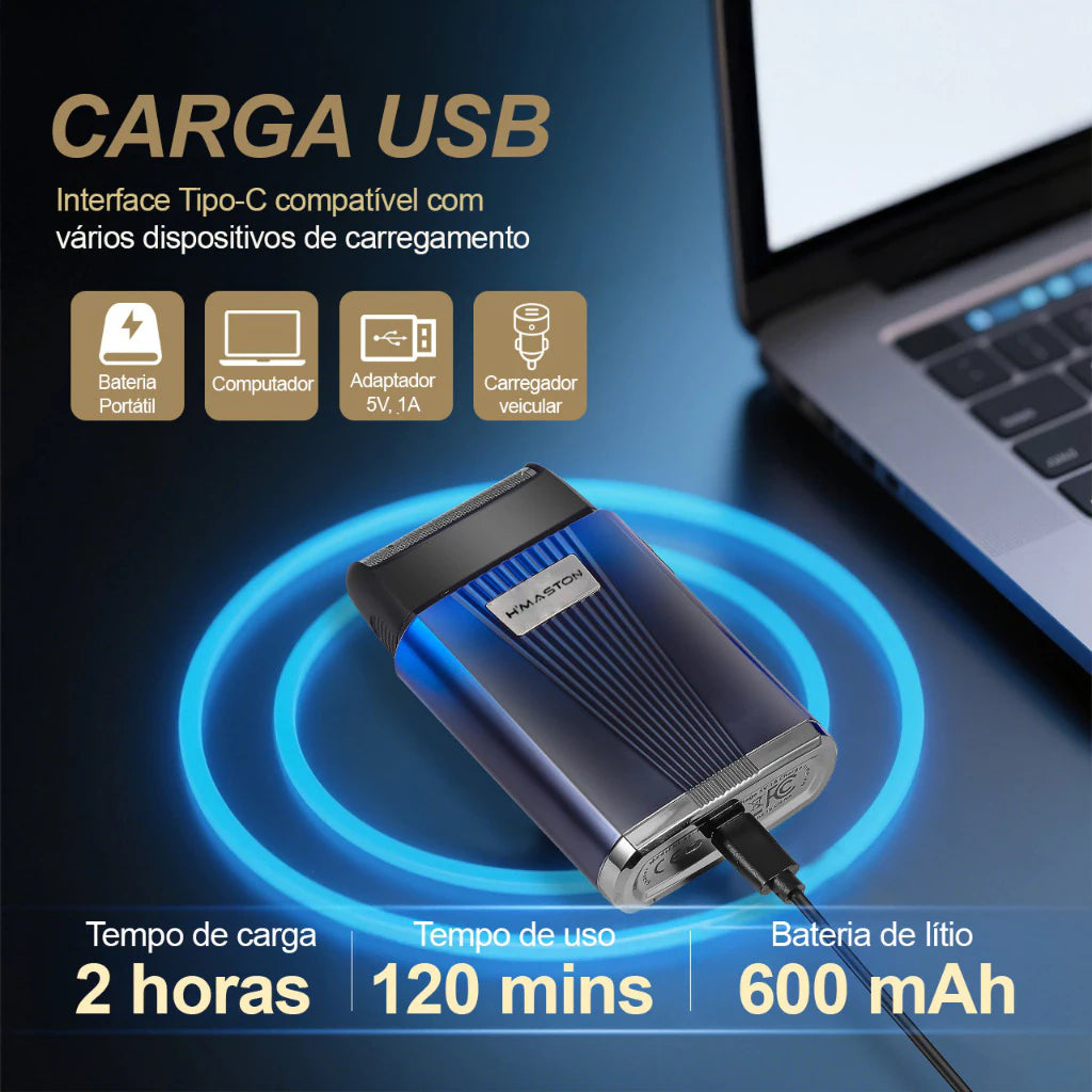 H'Maston TXD01 Barbeador Elétrico Sem Fio Portátil Bivolt