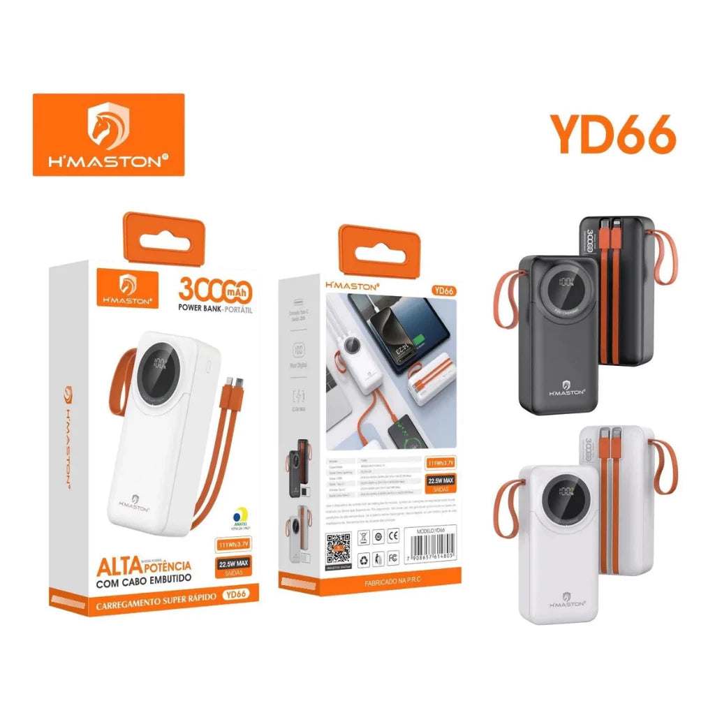H'Maston YD66: Power Bank Rápido 30.000mAh LED - Eleadermall