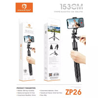 H'Maston ZP26 Tripé Bastão de Selfie 153cm para Smartphones