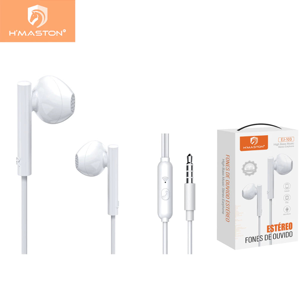 H'Maston EJ103 Fone In-ear com Microfone, Som Top - Eleadermall