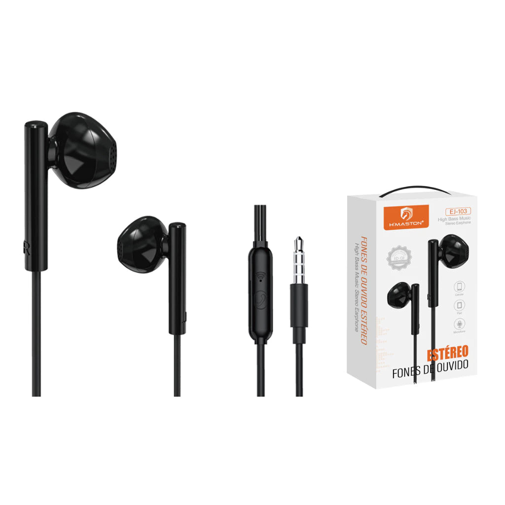 H'Maston EJ103 Fone In-ear com Microfone, Som Top - Eleadermall