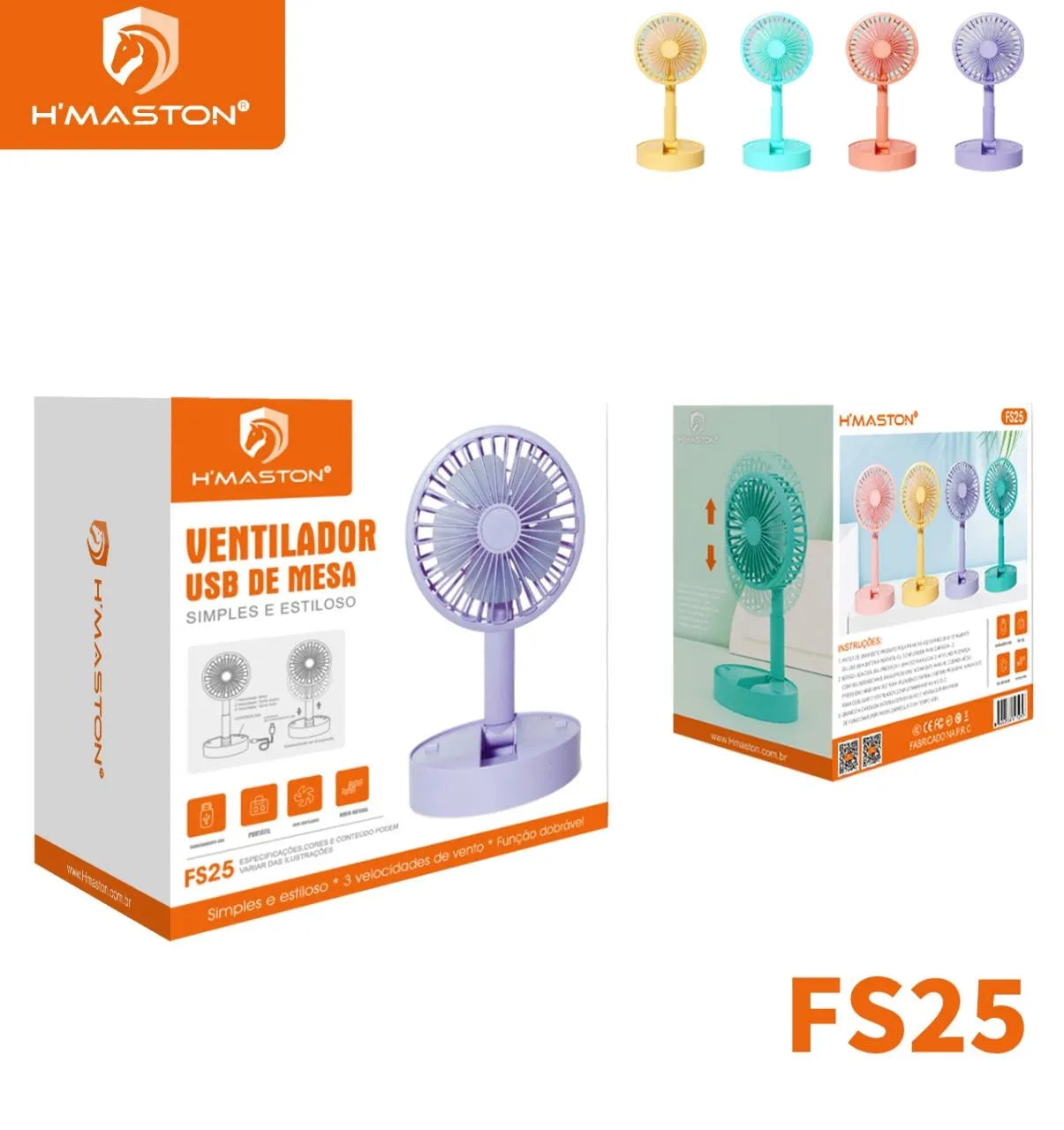 H'Maston FS25 Mini Ventilador Recarregável para Acampamento