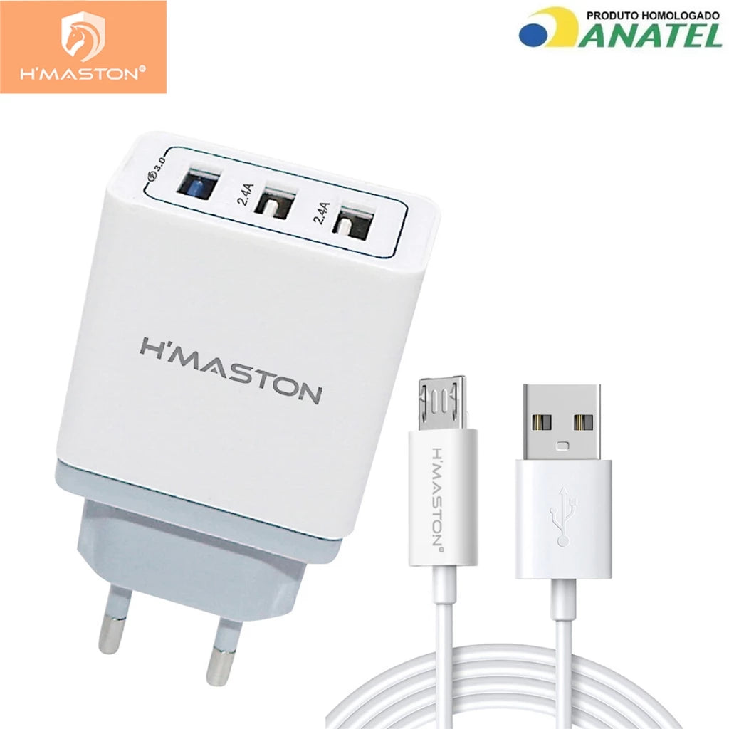 H'maston H62 Carregador Turbo 3 USB Rápido 20W - Eleadermall