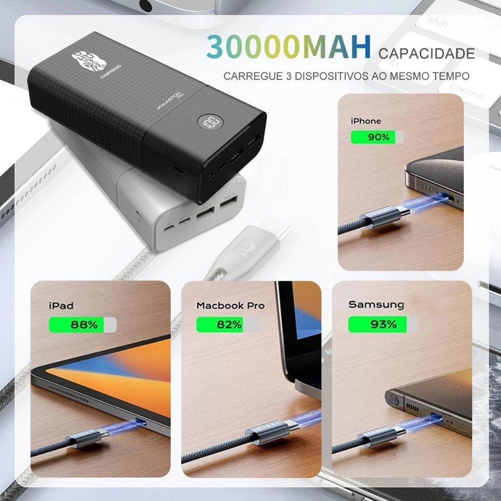 H'MASTON PN-899PD Power Bank 30000mAh Rápido com Visor LED