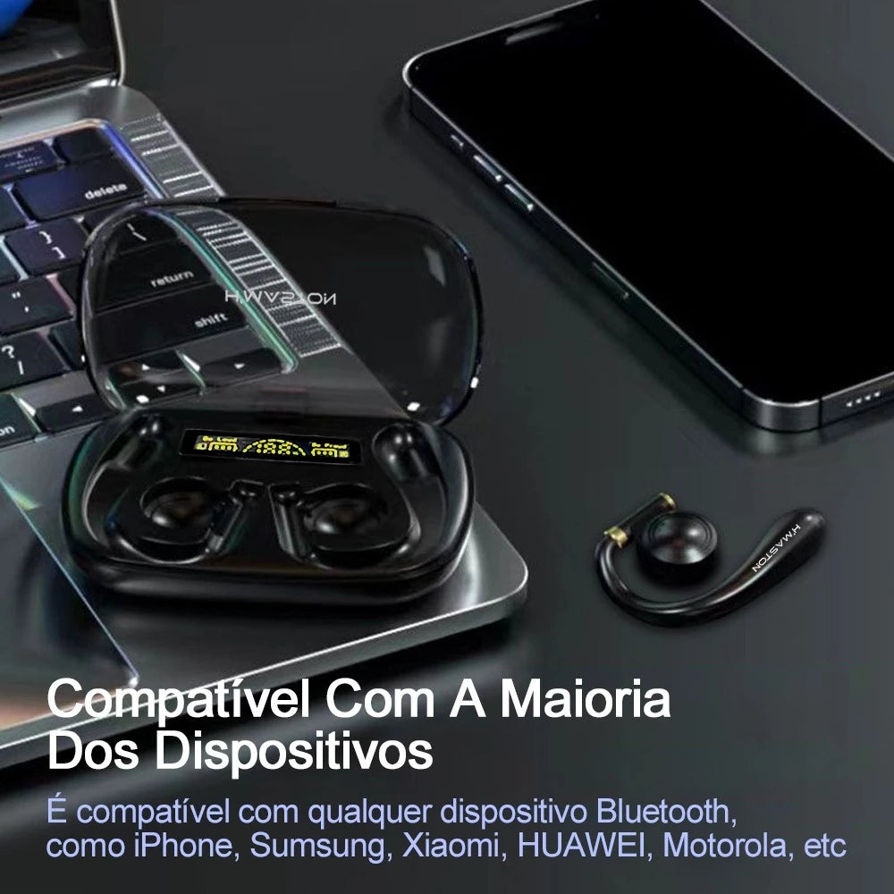 H'Maston RS49 Fone Sem Fio Bluetooth 5.3 Estéreo 3D com Gancho