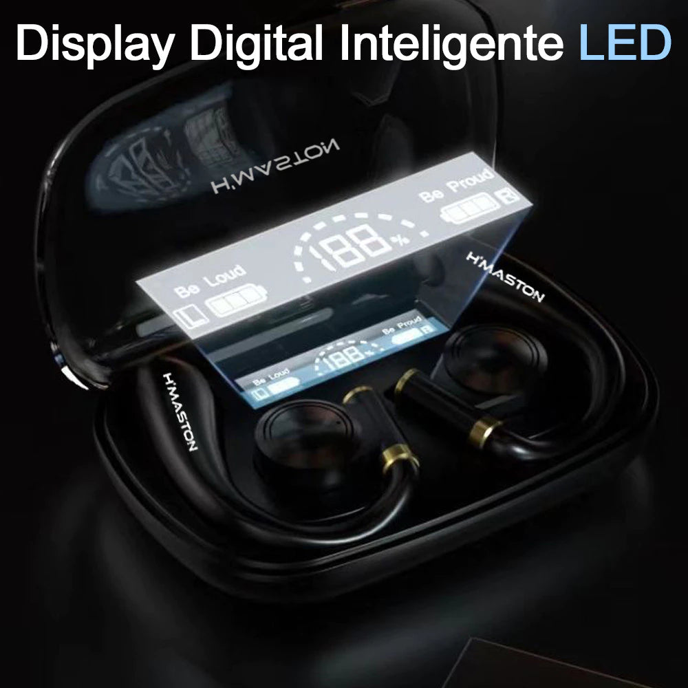 H'Maston RS49 Fone Sem Fio Bluetooth 5.3 Estéreo 3D com Gancho