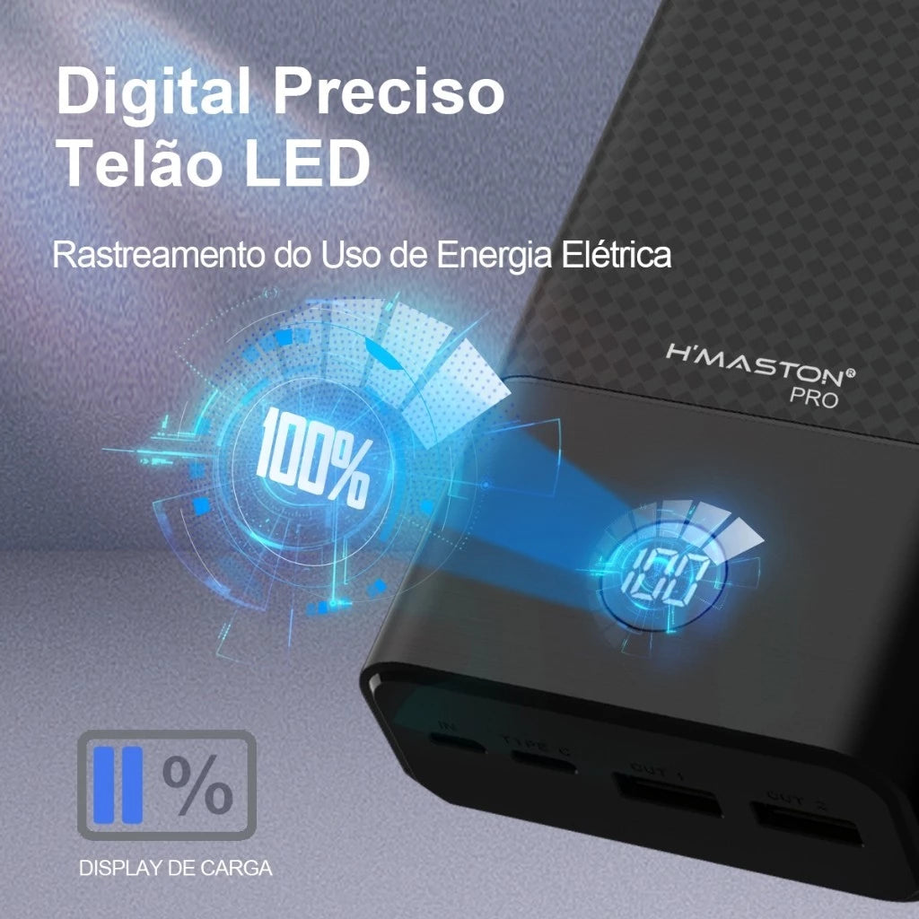 H'MASTON PN-899PD Power Bank 30000mAh Rápido com Visor LED