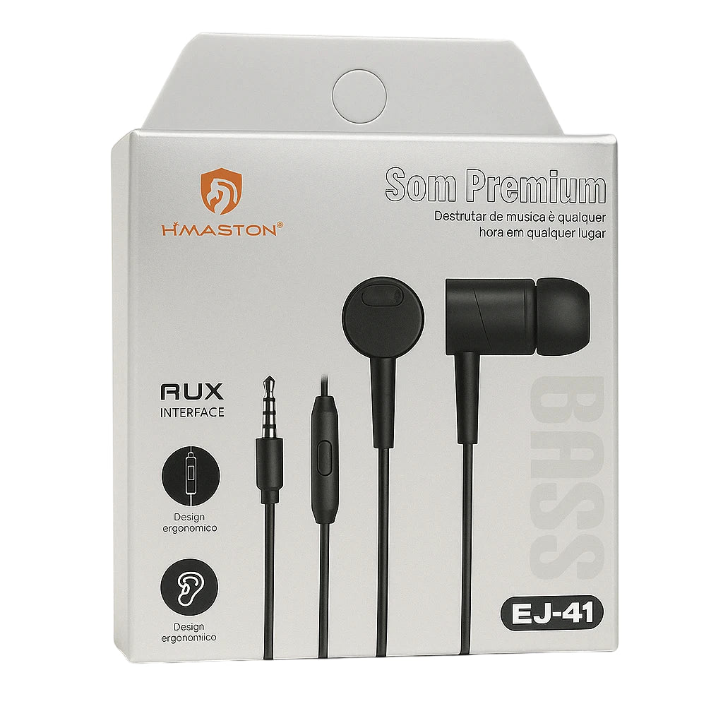 H'Maston EJ41 Fone de Ouvido com Microfone Integrado